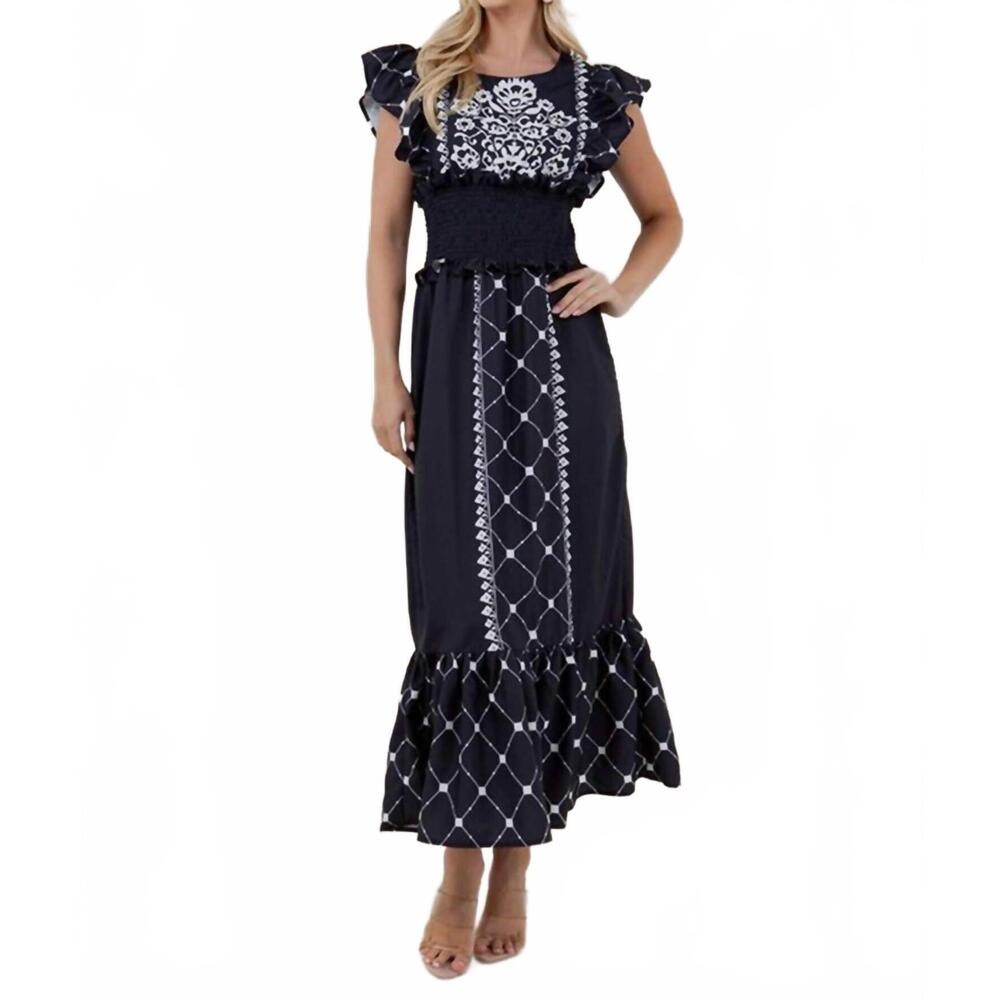 NEW SUNDAYUP ruffle midi dress in black and white